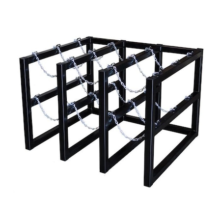Justrite Cylinder Tube Rack, 3 Wide x 3 Deep, 44"W x 38"D x 30"H, 9 Cylinder Cap. 35134